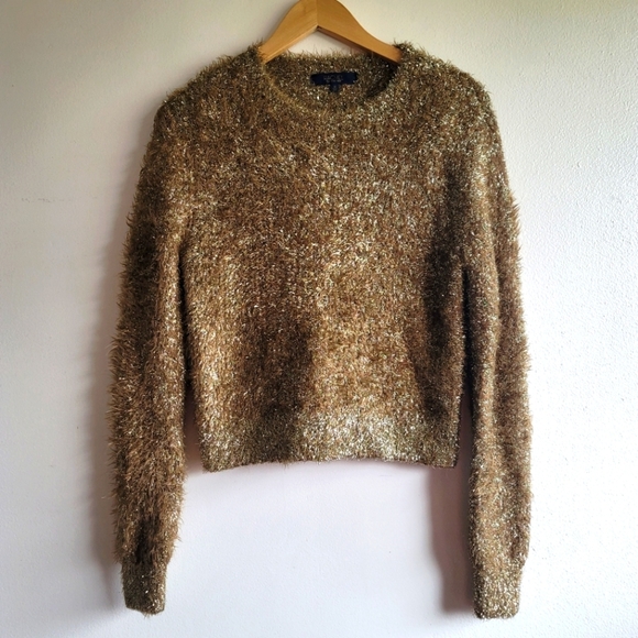 RACHEL Rachel Roy, Dehlia‎ Metallic Crewneck Pullover Sweater, Gold, Size Medium - Picture 1 of 8
